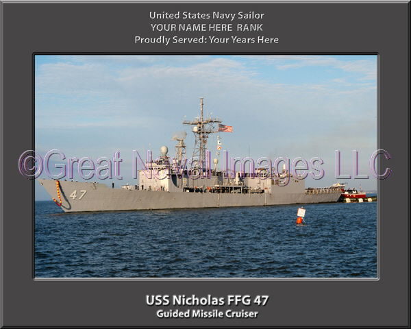 USS Nicholas FFG 47 Personalized Ship Photo on Canvas