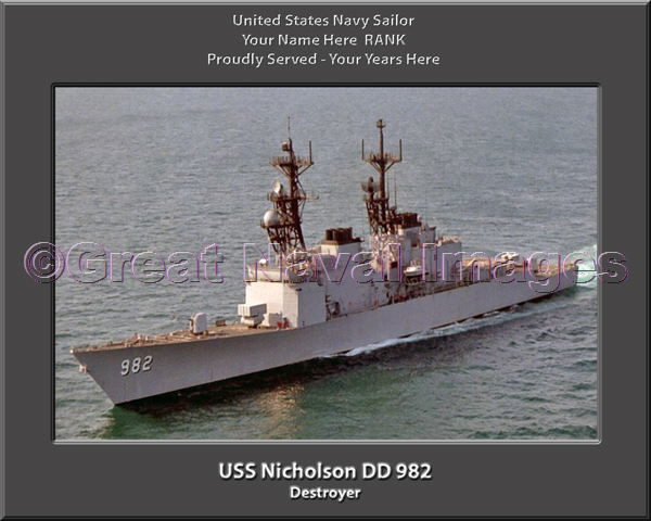 USS Nicholson DD 982 Personalized Navy Ship Photo
