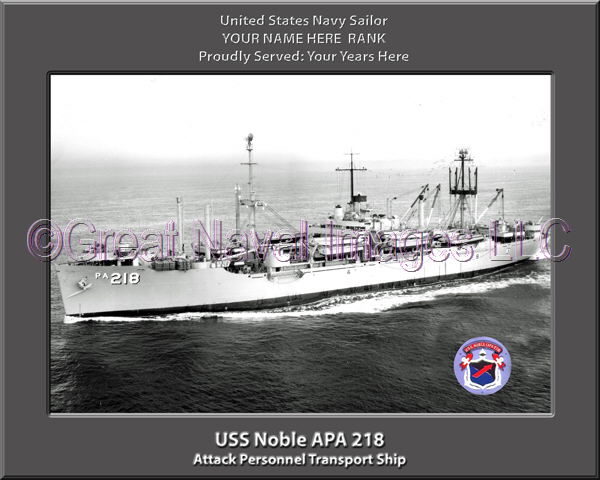 USS Noble APA 218 Personalized Ship Photo on Canvas