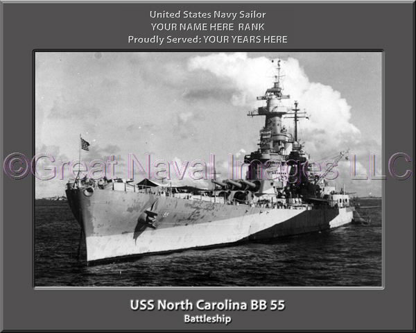 USS North Carolina BB 55 Personalized Photo on Canvas