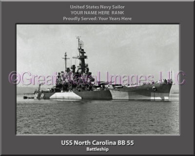 USS North Carolina BB 55 Personalized Photo on Canvas