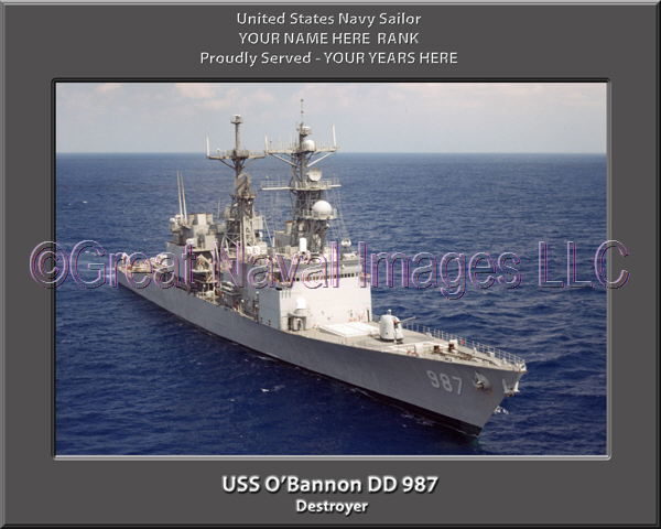 USS O'Bannon DD 987 Personalized Navy Ship Photo