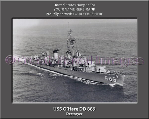 USS O'Hare DD 889 Personalized Navy Ship Photo