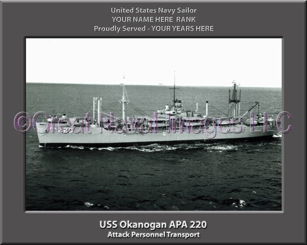USS Okanogan APA 220 Personalized Ship Photo on Canvas