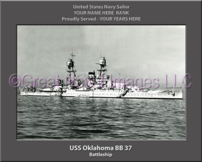 USS Oklahoma BB 37 Personalized Photo on Canvas