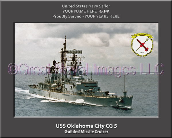 USS Oklahoma City CG 5 Personalized Navy Ship Photo Printed on Canvas