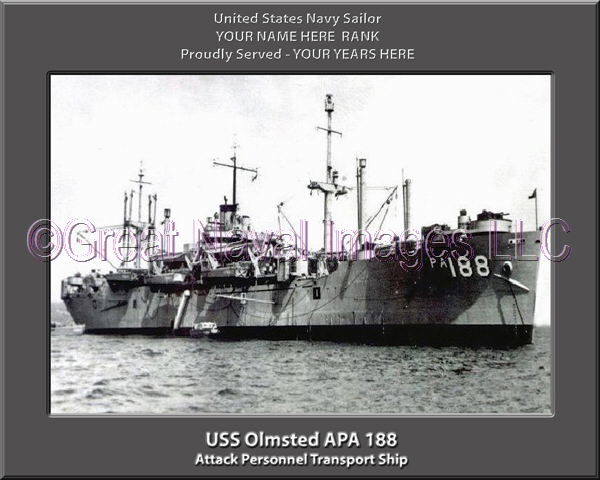 USS Olmsted APA 188 Personalized Ship Photo on Canvas