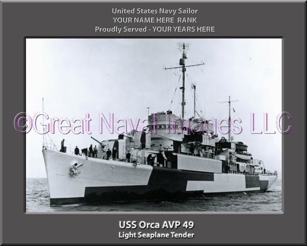 USS Orca AVP 49 Personalized Navy Ship Photo