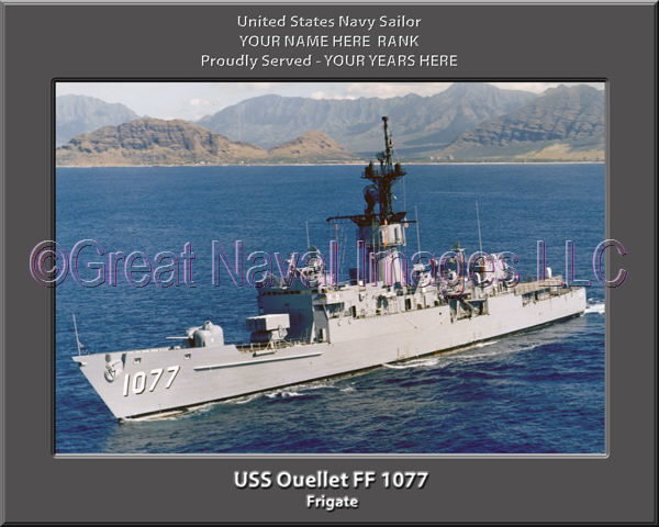 USS Ouellet FF 1077 Personalized Ship Photo on Canvas