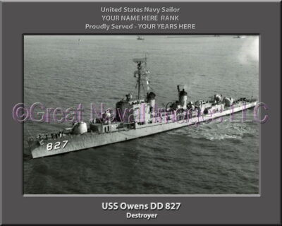 USS Owens DD 827 Personalized Navy Ship Photo