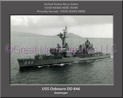 USS Ozbourn DD 846 Personalized Navy Ship Photo