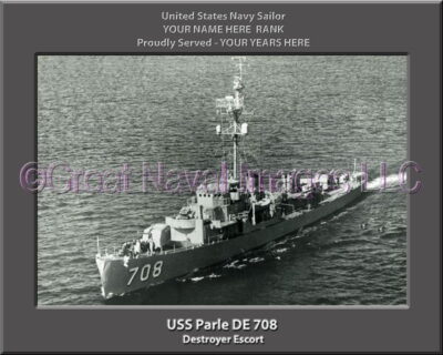 USS Parle DE 708 Personalized Navy Ship Photo
