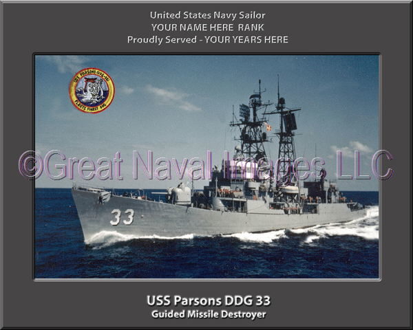 USS Parsons DDG 33 Personalized Navy Ship Photo
