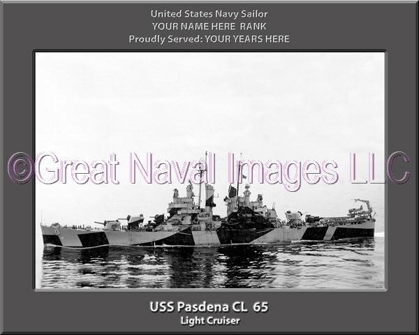 USS Pasadena CL 65 Personalized Navy Ship Photo Printed on Canvas