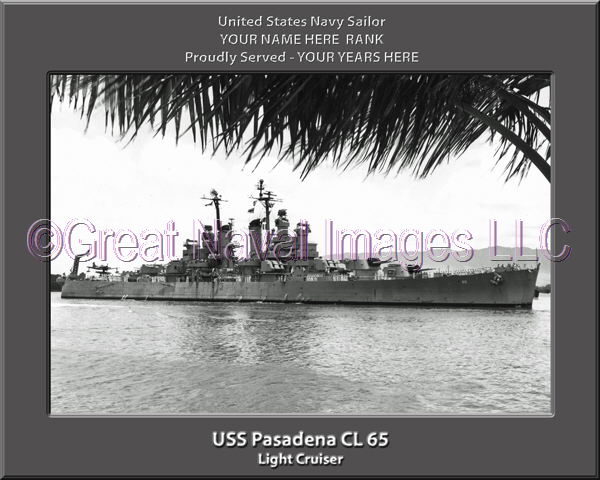 USS Pasadena CL 65 Personalized Navy Ship Photo Printed on Canvas