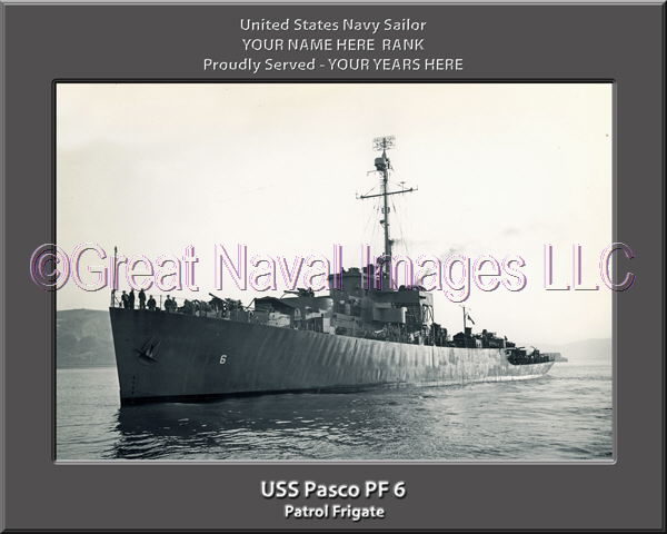 USS Pasco PF 6 Personalized Ship Photo on Canvas