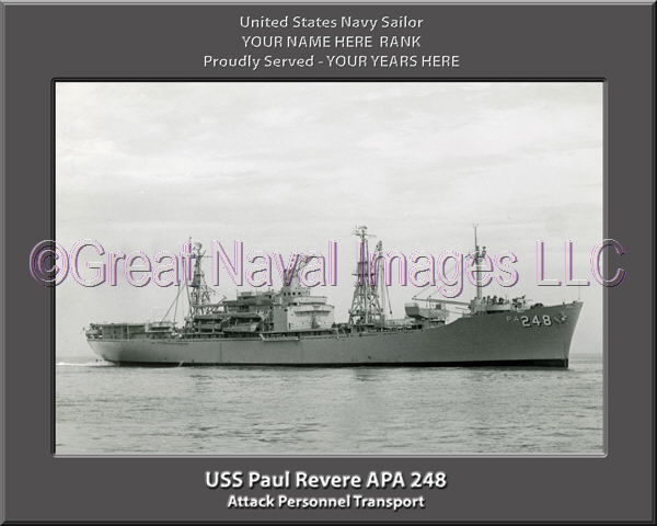 USS Paul Revere APA 248 Personalized Ship Photo on Canvas