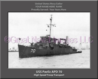 USS Pavlic APD 70 Personalized Navy Ship Photo