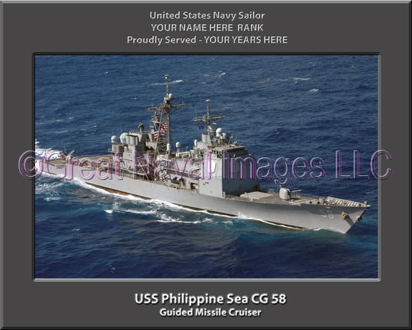 USS Philippine Sea CG 58 Personalized Navy Ship Photo Printed on Canvas