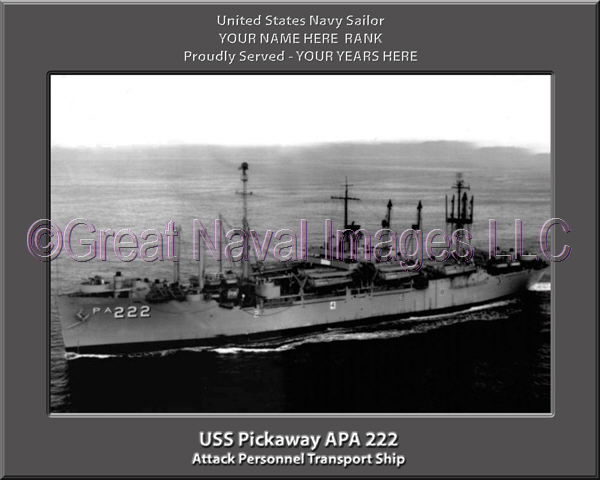 USS Pickaway APA 222 Personalized Ship Photo on Canvas