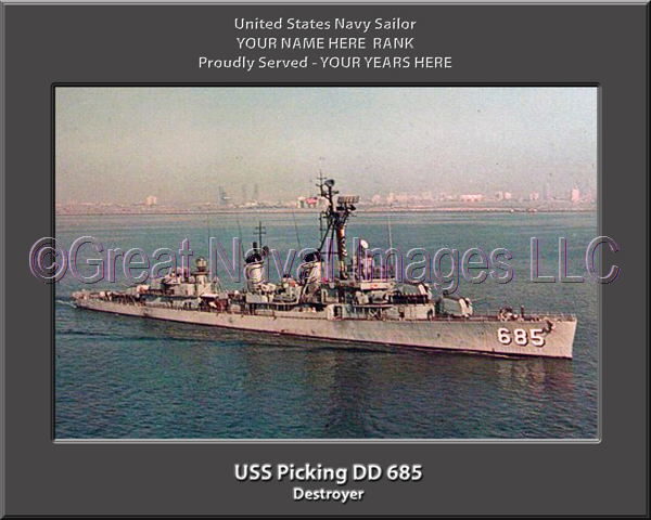 USS Picking DD 685 Personalized Navy Ship Photo