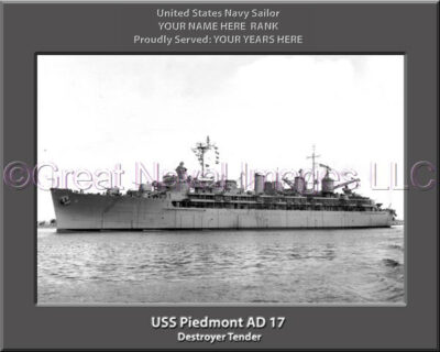 USS Piedmont AD 17 Personalized Navy Ship Photo