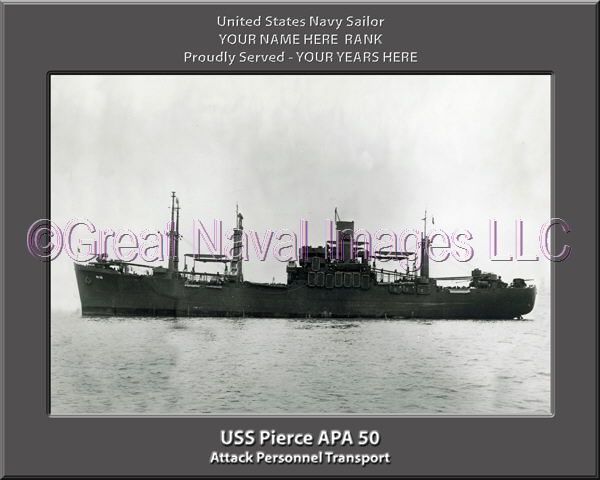 USS Pierce APA 50 Personalized Ship Photo on Canvas