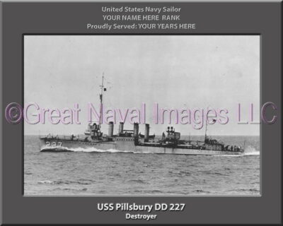 USS Pillsbury DD 227 Personalized Navy Ship Photo