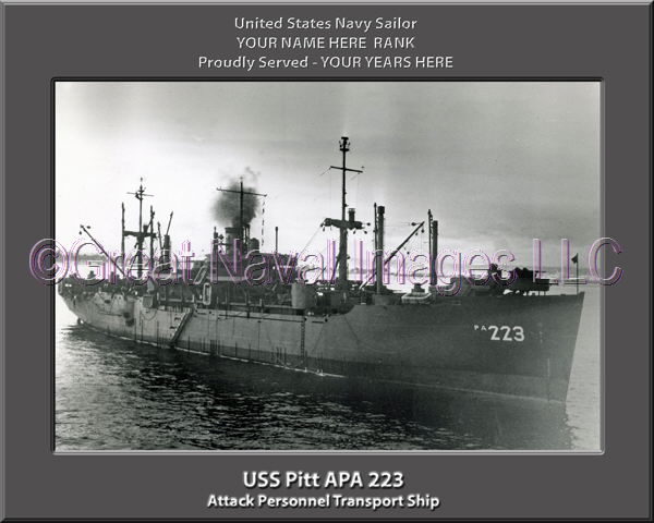USS Pitt APA 223 Personalized Ship Photo on Canvas
