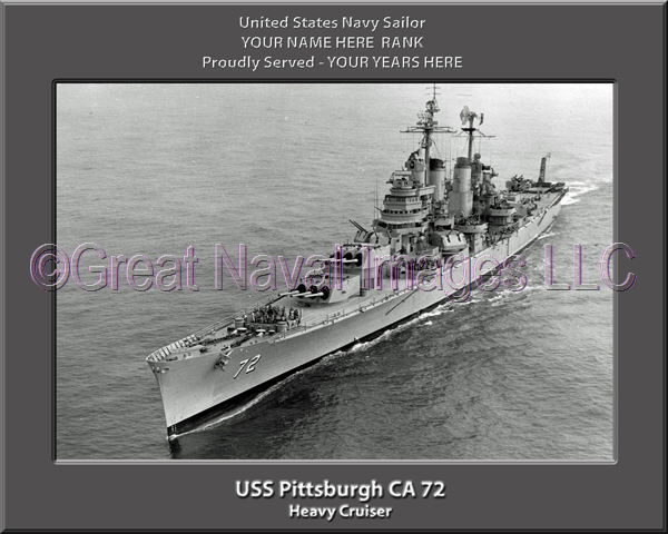 USS Pittsburgh CA 72 Personalized Navy Ship Photo Printed on Canvas