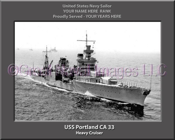 USS Portland CA 33 Personalized Navy Ship Photo Printed on Canvas