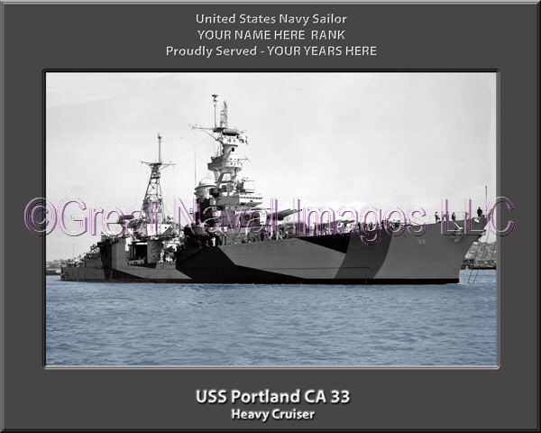 USS Portland CA 33 Personalized Navy Ship Photo Printed on Canvas
