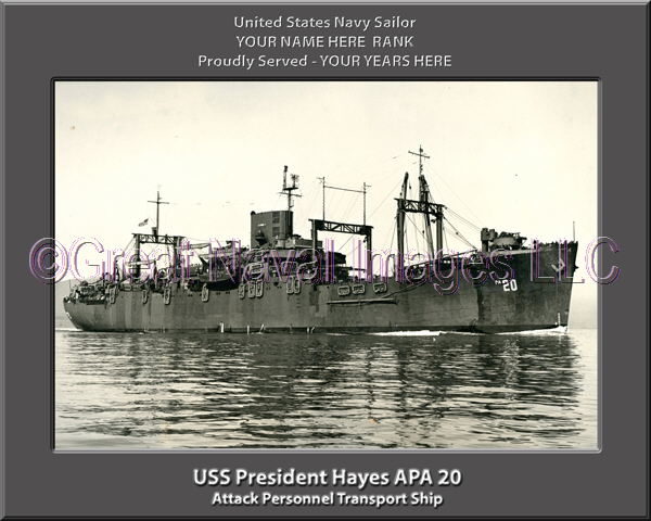 USS President Hayes APA 20 Personalized Ship Photo on Canvas
