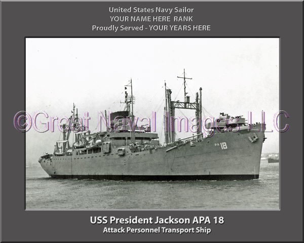 USS President Jackson APA 18 Personalized Ship Photo on Canvas