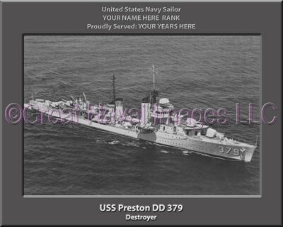 USS Preston DD 379 Personalized Navy Ship Photo