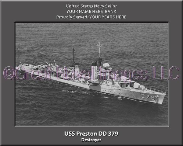 USS Preston DD 379 Personalized Navy Ship Photo