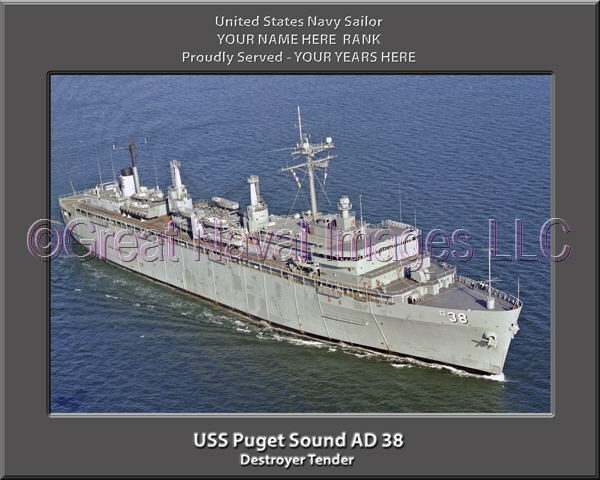 USS Puget Sound AD 38 Personalized Navy Ship Photo