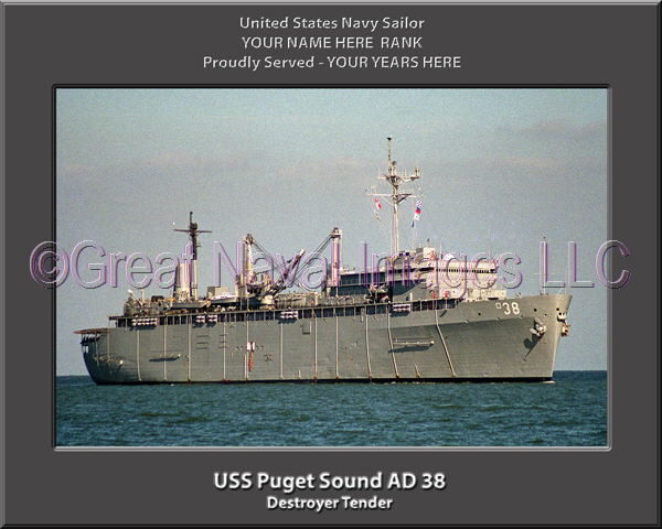USS Puget Sound AD 38 Personalized Navy Ship Photo