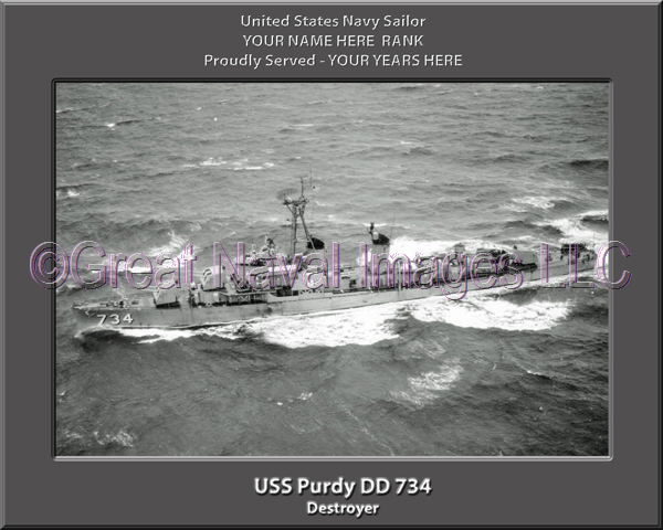 USS Purdy DD 734 Personalized Navy Ship Photo