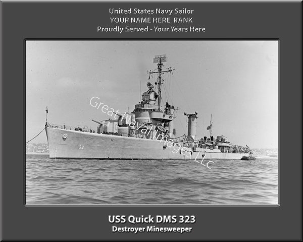 USS Quick DMS 32 Personalized Navy Ship Photo