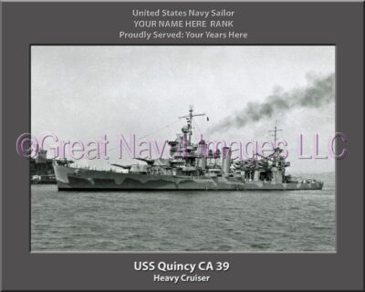 USS Quincy CA 39 Personalized Navy Ship Photo Printed on Canvas