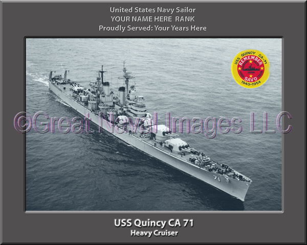 USS Quincy CA 71 Personalized Navy Ship Photo Printed on Canvas
