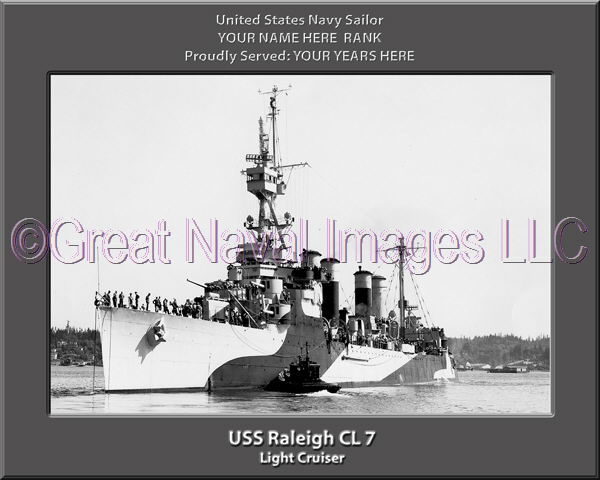 USs raleigh CL 7 Personalized Navy Ship Photo Printed on Canvas