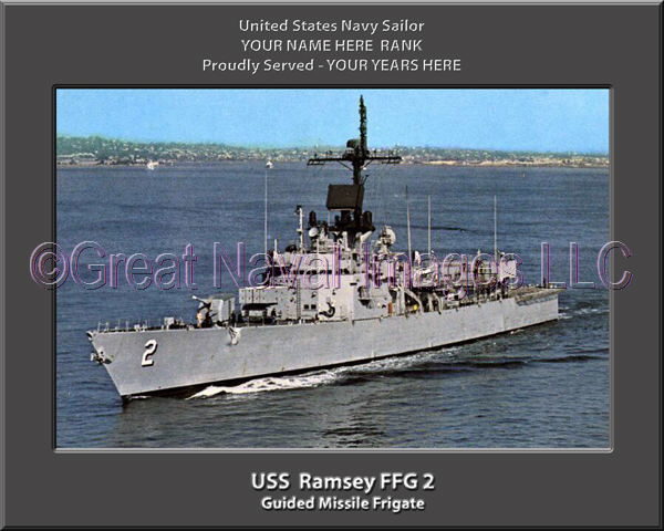 USS Ramsey FFG 2 Personalized Ship Photo on Canvas