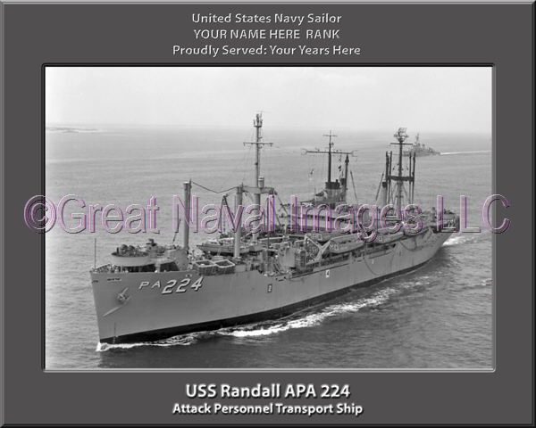 USS Randall APA 224 Personalized Ship Photo on Canvas