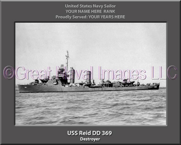 USS Reid DD 369 Personalized Navy Ship Photo
