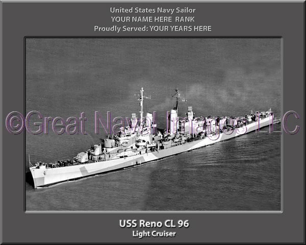 USS Reno CL 96 Personalized Navy Ship Photo Printed on Canvas