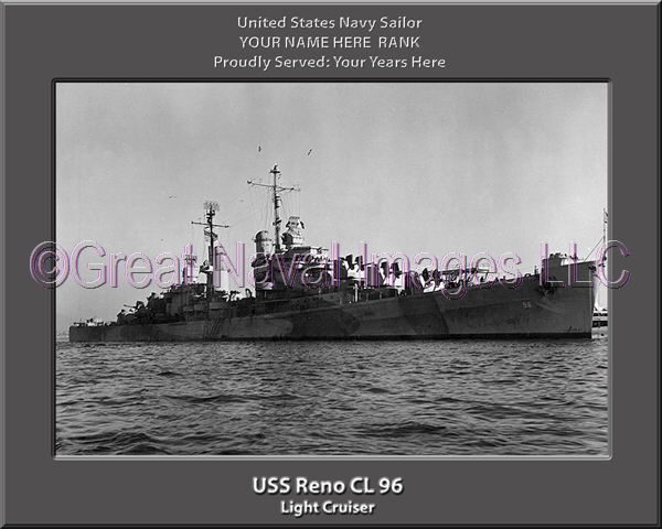 USS Reno CL 96 Personalized Navy Ship Photo Printed on Canvas