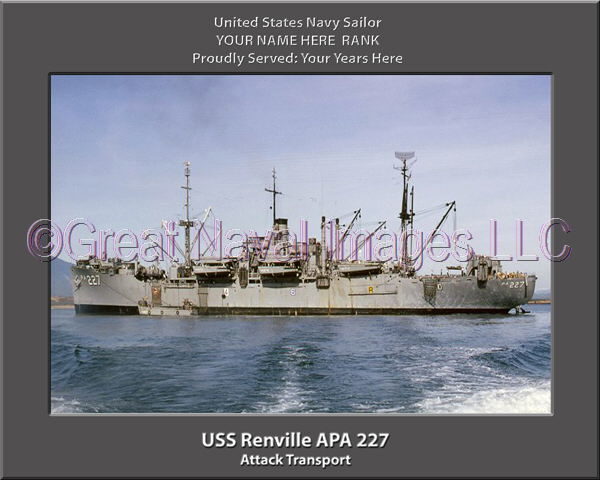 USS Renville APA 227 Personalized Ship Photo on Canvas