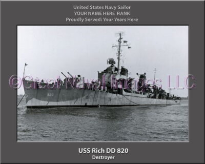 USS Rich DD 820 Personalized Navy Ship Photo